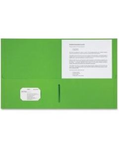 Sparco Letter Pocket Folder - 8 1/2in x 11in - 2 Internal Pocket(s) - Leatherette Paper - Apple Green - 25 / Box