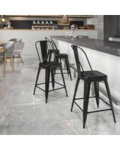 Flash Furniture 24inH Commercial-Grade Metal Counter Stool, Black