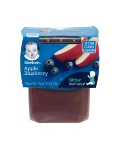 Gerber 2nd Foods Apple Blueberry Baby Food, 4 Oz, 2 Tubs Per Pack, Box Of 8 Packs
