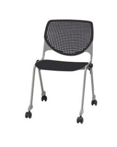 KFI KOOL  With Casters Plastic Seat, Plastic Back Stacking Chair, 22in Seat Width, Black Seat/Silver Frame, Quantity: 1