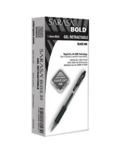 Zebra Sarasa Gel Ink Retractable Pens, Bold Point, 1.0 mm, Clear Barrel, Black Ink, Pack Of 12