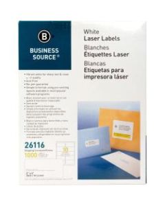 Business Source Bright White Premium-quality Shipping Labels - 2in x 4in Length - Permanent Adhesive - Rectangle - Laser, Inkjet - White - 10 / Sheet - 100 Total Sheets - 1000 / Pack