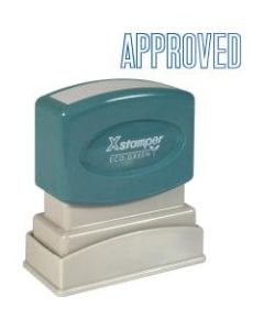 Xstamper One-Color Title Stamp, Pre-Inked, "Approved", Blue