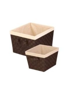 Honey-Can-Do 2-Piece Woven Baskets With Liners Set, Medium Size, Espresso