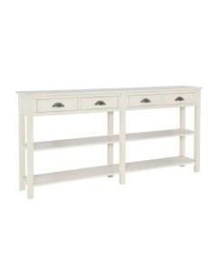 Powell Home Fashions Morais 4-Drawer Console Table With 2 Shelves, 34-1/2inH x 72inW x 12-1/8inD, Cream