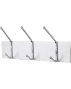 Safco Metal Wall Rack Coat Hooks, 3 Hooks, 7inH x 18inW x 3 3/4inD, Satin Aluminum