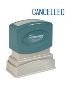 Xstamper One-Color Title Stamp, Pre-Inked, "Cancelled", Blue
