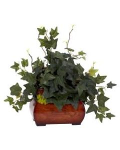 Nearly Natural 15inH Silk Puff Ivy Plant With Chest, Green