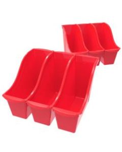 Storex Book Bins, Medium Size, Red, Pack Of 6