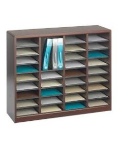 Safco E-Z Stor Wood Literature Organizer, 36 Compartments, 32 1/2inH, Mahogany