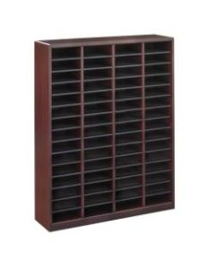 Safco E-Z Stor Wood Literature Organizer, 60 Compartments, 52 1/4inH, Mahogany