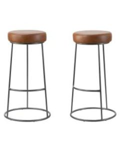 Glamour Home Amie Bar Stools, Gunmetal Gray/Brown, Set Of 2 Stools