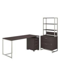 kathy ireland Office by Bush Business Furniture Method Table Desk With File Cabinets And Hutch, 72inW, Storm Gray, Standard Delivery