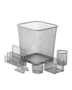 Honey-Can-Do 6-Piece Mesh Desk Organizer Set, Silver