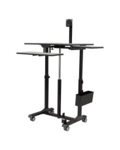 National Public Seating 33inW Sit Stand Teachers Desk, Gray Nebula