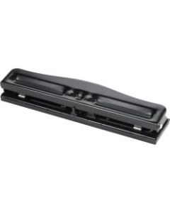 Business Source 3-Hole Adjustable Paper Punch - 3 Punch Head(s) - 11 Sheet Capacity - 1/4in Punch Size - Round Shape - Black
