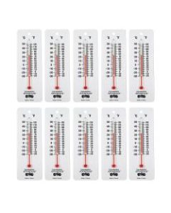 Learning Advantage Student Thermometers, 2in x 6in, White, Grades 3-8, Pack Of 10 Thermometers