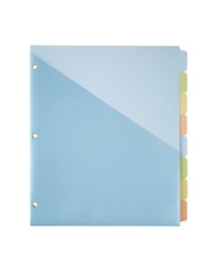 Office Depot Brand Single-Pocket Write-On Dividers, 8 Tab, 8 1/2in x 11in, Assorted Colors