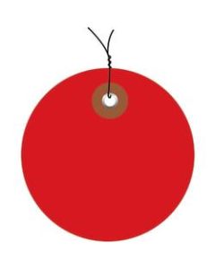 Office Depot Brand Prewired Plastic Circle Tags, 2in, Red, Pack Of 100