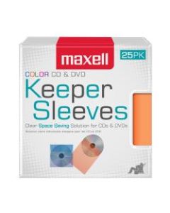 Maxell CD/DVD Keepers, Assorted Colors, Pack Of 25