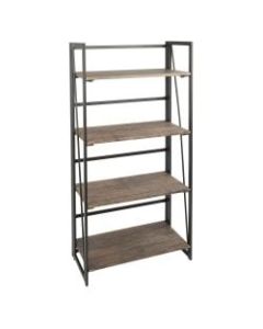 Lumisource Dakota Industrial 4-Shelf Bookcase, Black/Brown