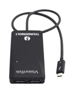 VisionTek Thunderbolt 3 to Dual DisplayPort Active Adapter(M/F) - Thunderbolt 3 to Dual DisplayPort Adapter - TB3 to 2x DP Adapter for Mac Windows UHD 4K (4096x2160) 60 Hz per monitor bus powered