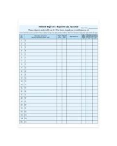 HIPAA Compliant Bilingual Patient/Visitor Privacy 2-Part Sign-In Sheets, 8-1/2in x 11in, Blue, Pack Of 125 Sheets