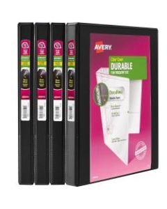 Avery Durable View DuraHinge 3-Ring Binder, 1/2in Slant Rings, 44% Recycled, Black, Pack Of 4