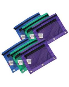 Charles Leonard Mesh Front Pencil Pouches, 10in x 7-5/8in, Assorted Colors, Pack Of 6 Pouches