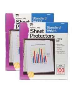 Charles Leonard Top-Loading Sheet Protectors, Non-Glare, 8 1/2in x 11in, Clear, 100 Per Pack, 2 Packs