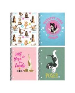 Inkology Spiral Notebooks, 8in x 10-1/2in, College Ruled, 140 Pages (70 Sheets), Yoga Cats & Dogs, Pack Of 12 Notebooks