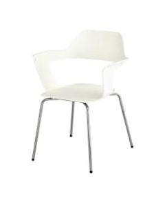 Safco Bandi Shell Stacking Chairs, White/Silver, Set Of 2