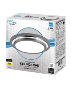 Euri 16in Indoor Round LED Ceiling Dimmable Light Fixture, 2,200 Lumens, 25 Watts, 3000K, Silver/Frosted Plastic, 1 Each