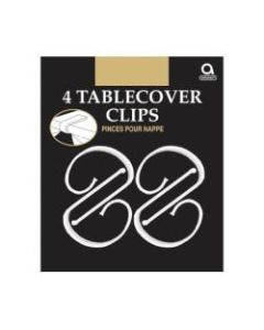 Amscan Plastic Table Cover Clips, 2-1/2in x 1-1/4in, Clear, 4 Clips Per Pack, Set Of 12 Packs