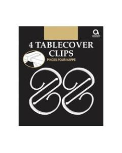 Amscan Plastic Table Cover Clips, 2-1/2in x 1-1/4in, Clear, 4 Clips Per Pack, Set Of 12 Packs