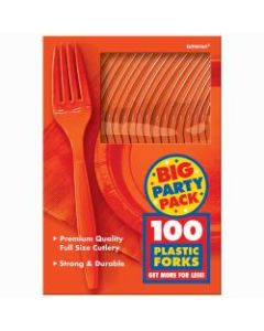 Amscan Big Party Pack Midweight Plastic Forks, 7in, Orange Peel, 100 Forks Per Box, Pack Of 2 Boxes