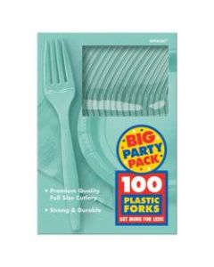 Amscan Big Party Pack Midweight Plastic Forks, 7in, Robins Egg Blue, 100 Forks Per Box, Pack Of 2 Boxes