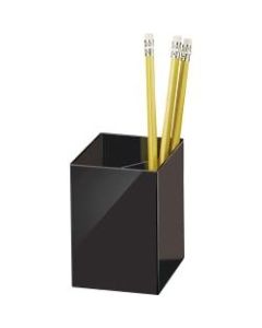 OIC 3-Compartment Pencil Cup - 4in x 2.9in x 2.9in - 1 Each - Black
