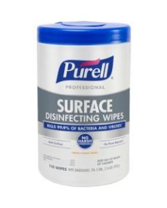 Purell Professional Surface Disinfecting Wipes, 7in x 8in, 110 Wipes Per Canister