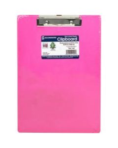 Saunders Neon Plastic Clipboards - 0.50in Clip Capacity - Low-profile - Plastic - Neon Pink - 1 Each