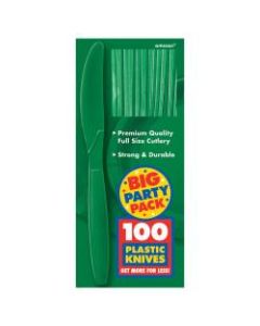 Amscan Big Party Pack Midweight Plastic Knives, 7-1/2in, Festive Green, 100 Knives Per Box, Pack Of 2 Boxes
