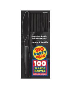Amscan Big Party Pack Midweight Plastic Knives, 7-1/2in, Jet Black, 100 Knives Per Box, Pack Of 2 Boxes