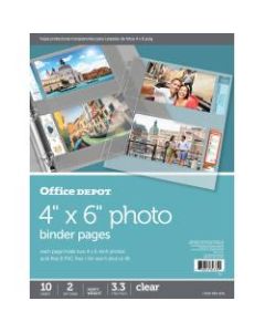 Office Depot Brand Photo Binder Pages, 4in x 6in, Clear, Pack Of 10