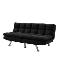 Monarch Specialties Split-Back Convertible Sofa Futon, Microsuede, Black