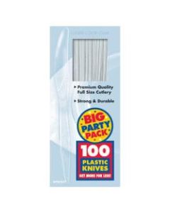 Amscan Big Party Pack Midweight Plastic Knives, 7-1/2in, Clear, 100 Knives Per Box, Pack Of 2 Boxes