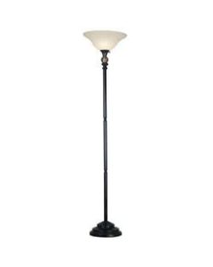 Kenroy Plymouth Torchiere Lamp, 71inH, Bronze Base, Cream Shade