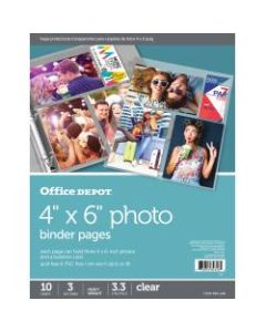 Office Depot Brand Photo Binder Pages, 4in x 6in, Multi Direction, Clear, Pack Of 10