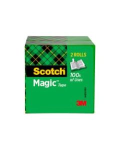 Scotch Magic Invisible Tape, 3/4in x 2592in, Clear, Pack of 2 rolls