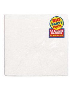 Amscan 2-Ply Paper Dinner Napkins, 7-3/4in x 7-3/4in, Frosty White, 50 Napkins Per Pack, Set Of 2 Packs