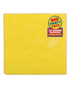 Amscan 2-Ply Paper Dinner Napkins, 7-3/4in x 7-3/4in, Sunshine Yellow, 50 Napkins Per Pack, Set Of 2 Packs